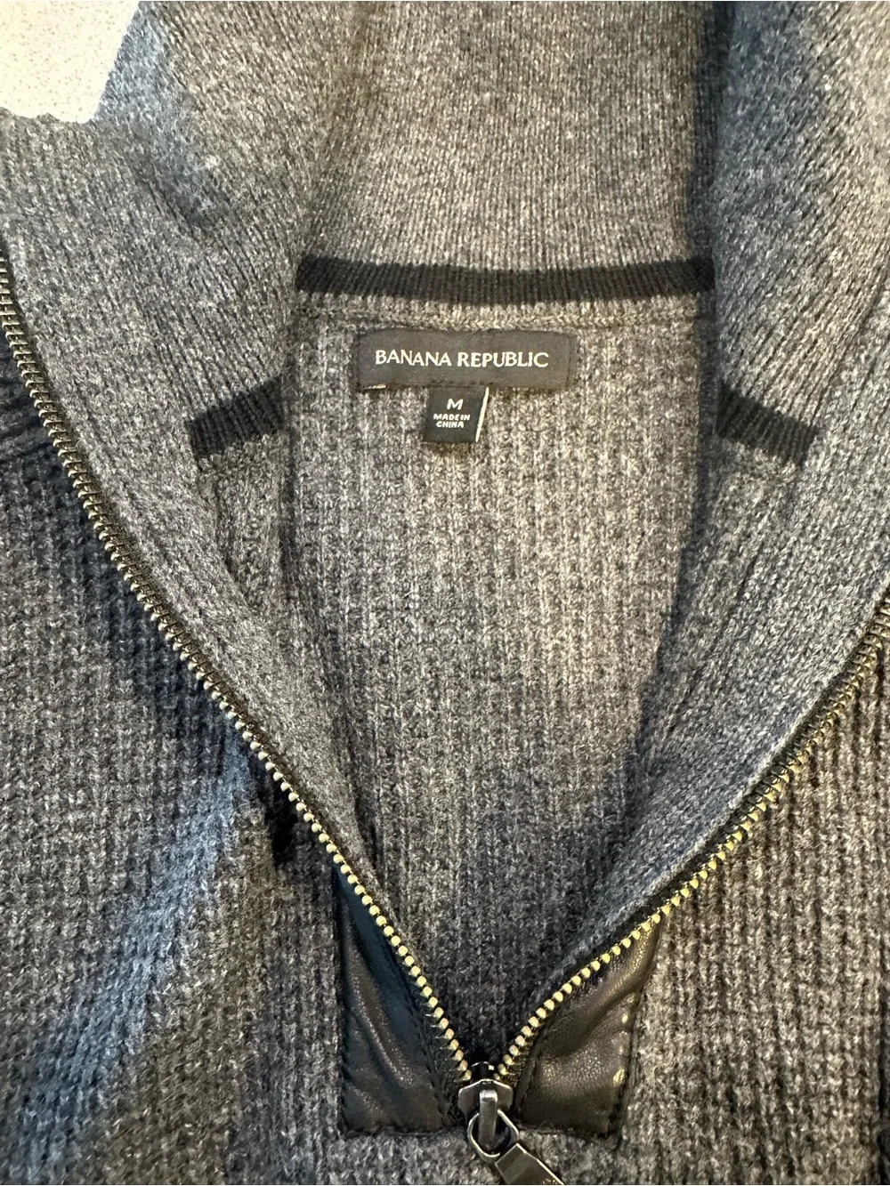 Banana Republic Men's Charcoal Zip-Neck Sweater